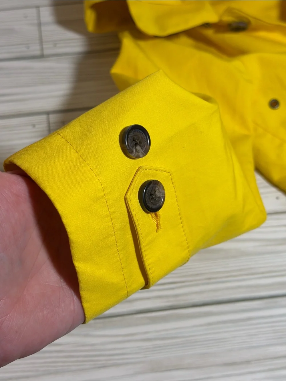 Ralph Lauren Girls Yellow Hooded Raincoat Jacket 4T Cotton Button Front Hood